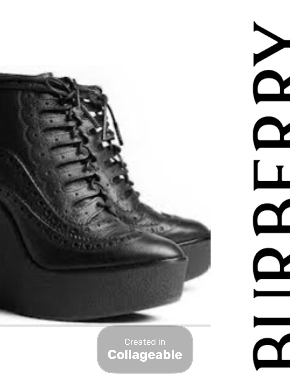 ‼️WOW‼️Burberry Black Platform Lace-Up Women's Brogue Boot‼️NEW‼️